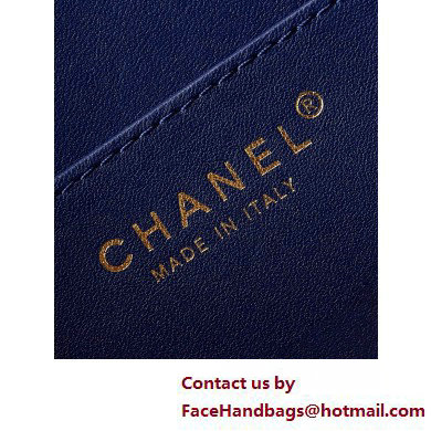 Chanel Grained Calfskin  &  Gold-Tone Metal Flap Bag with Top Handle Blue 2025